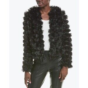 NWT - Anthropologie x  Sadie & Sage Fringe Going Out Night Jacket-Black-Size XS